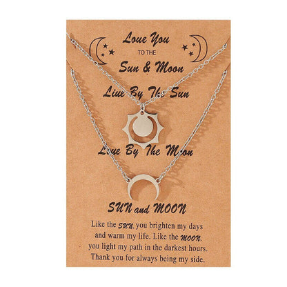 Gold Sun & Crescent Moon Necklaces: Ideal Gifts for Friends and Couples