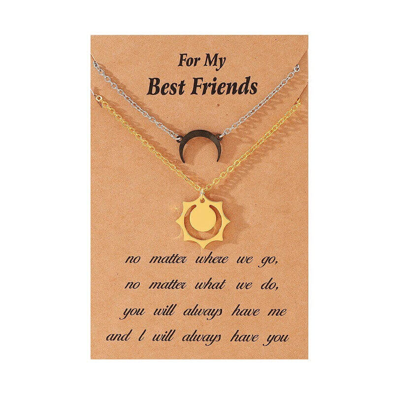 Gold Sun & Crescent Moon Necklaces: Ideal Gifts for Friends and Couples