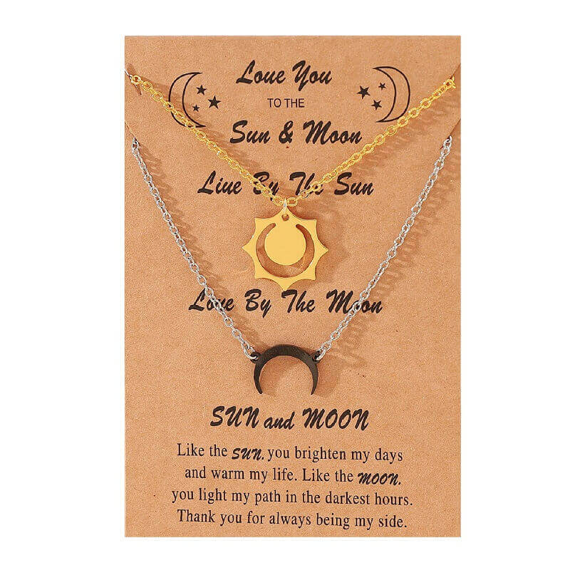 Gold Sun & Crescent Moon Necklaces: Ideal Gifts for Friends and Couples