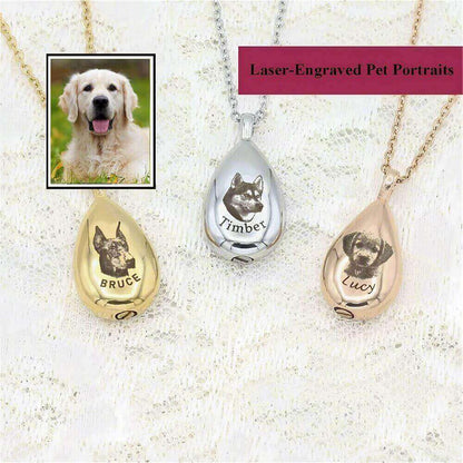 Heart & Paw Pet Memorial Necklace - Engravable Photo Locket with Ashes Compartment