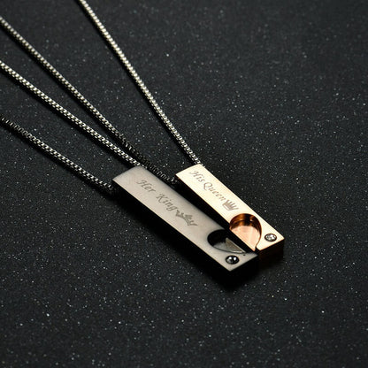 His Queen, Her King Couple Necklace - Worldnetgifts