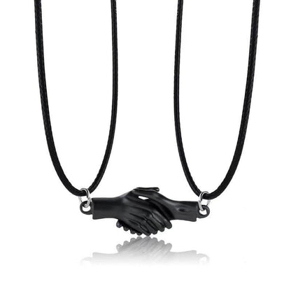 Magnetic Handshake Necklace with Holding Hands Pendant