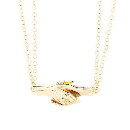 Magnetic Handshake Necklace with Holding Hands Pendant