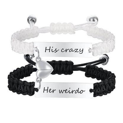 Magnetic Couple Bracelet Black and White Set