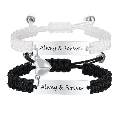 Magnetic Couple Bracelet Black and White Set