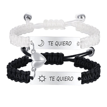 Magnetic Couple Bracelet Black and White Set