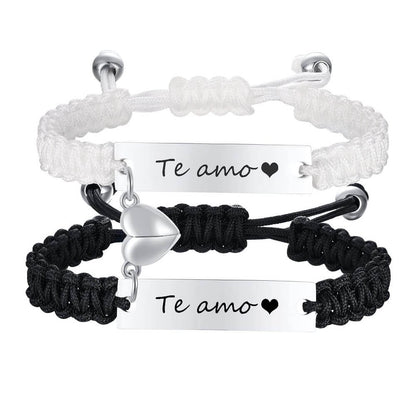 Magnetic Couple Bracelet Black and White Set