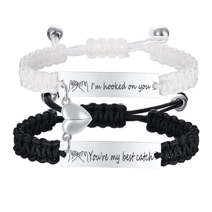 Magnetic Couple Bracelet Black and White Set