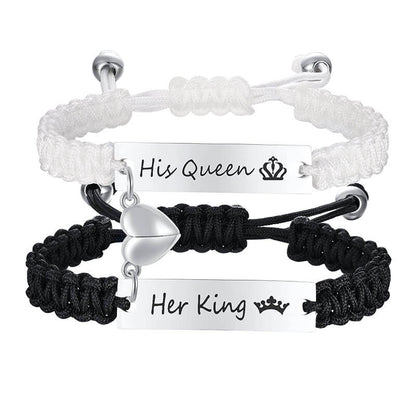 Magnetic Couple Bracelet Black and White Set