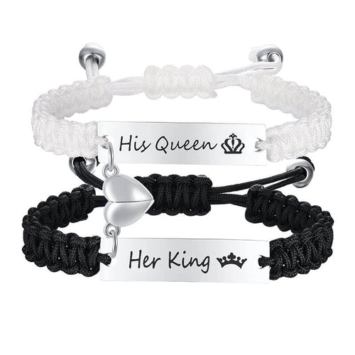 Magnetic Couple Bracelet Black and White Set
