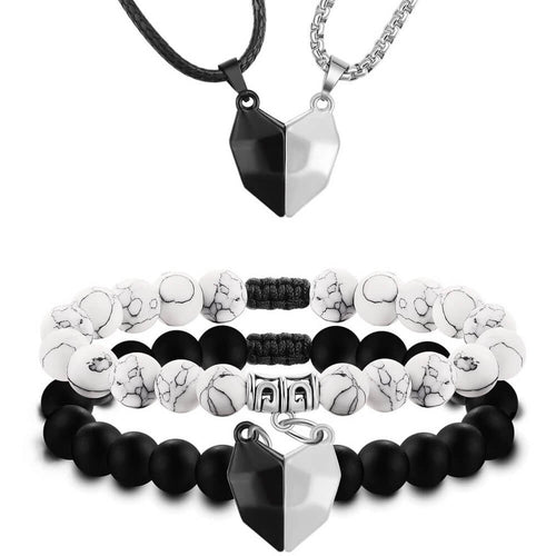 Magnetic Heart Necklace and Heart Bracelet Set