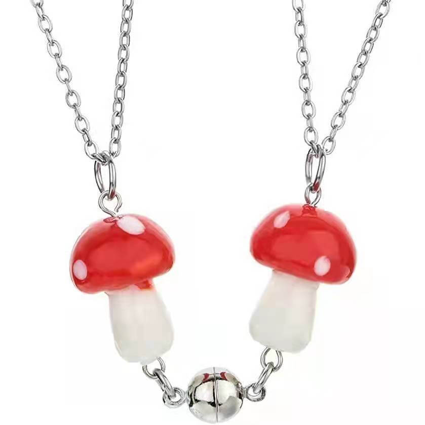 Magnetic Mushroom Friendship Necklaces Set of Two