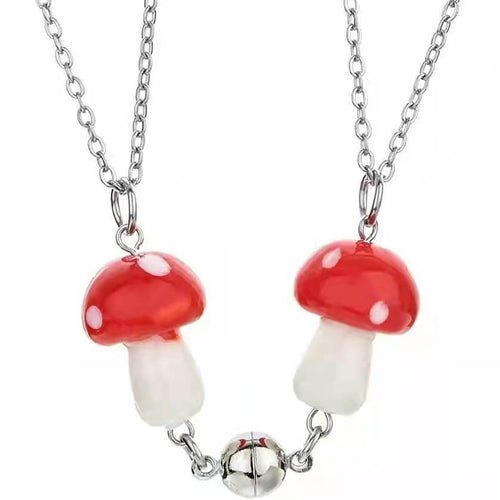 Magnetic Mushroom Friendship Necklaces Set of Two