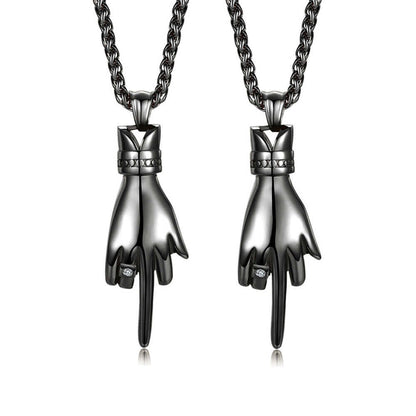 2pcs Middle Finger Necklace Set for Two People