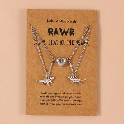 Dinosaur Lovers Magnetic Friendship Necklace for Two