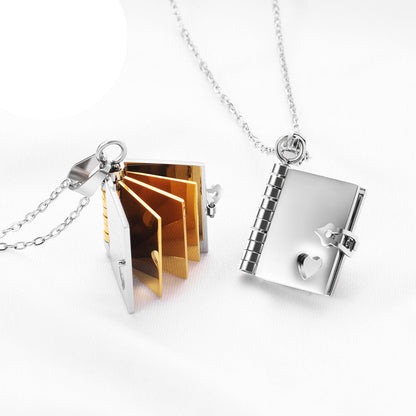 Personalized Book Locket Necklace with Customized Engraving Text