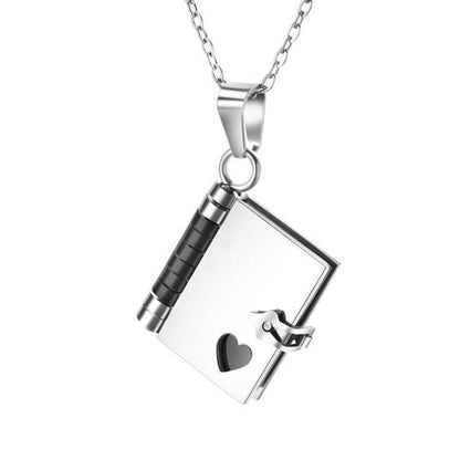 Personalized Book Locket Necklace with Customized Engraving Text