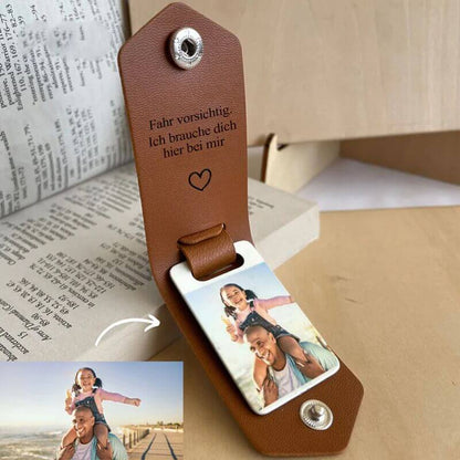 Personalized Leather Keychain with Picture and Text