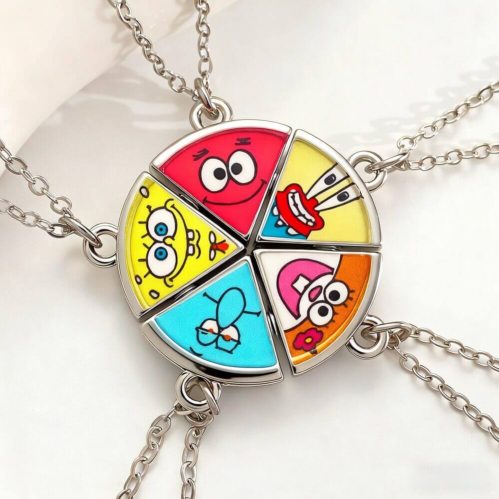 Spongebob Squarepants Puzzle Friendship Necklace Set - 5PCS