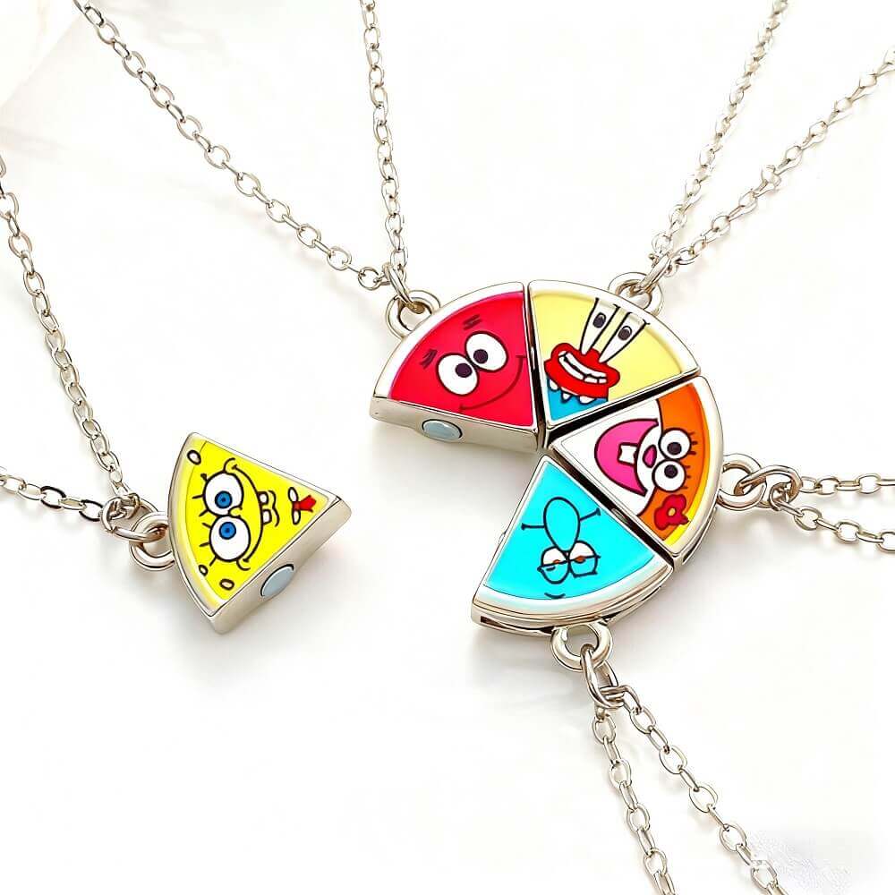 Spongebob Squarepants Puzzle Friendship Necklace Set - 5PCS