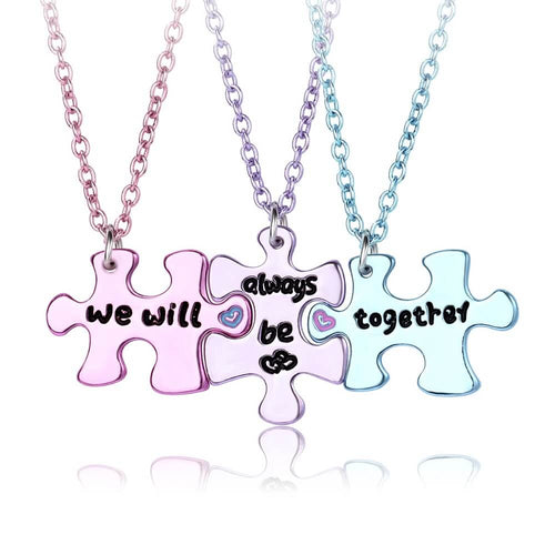 Tri-BFF Puzzle Necklaces We'll Always Be Together