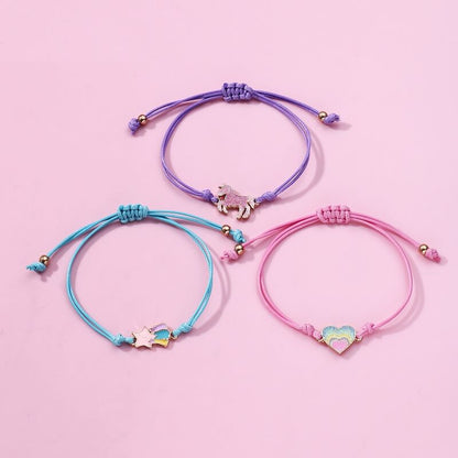 Unicorn-Rainbow-Heart Children's Bracelet Three-Piece Set