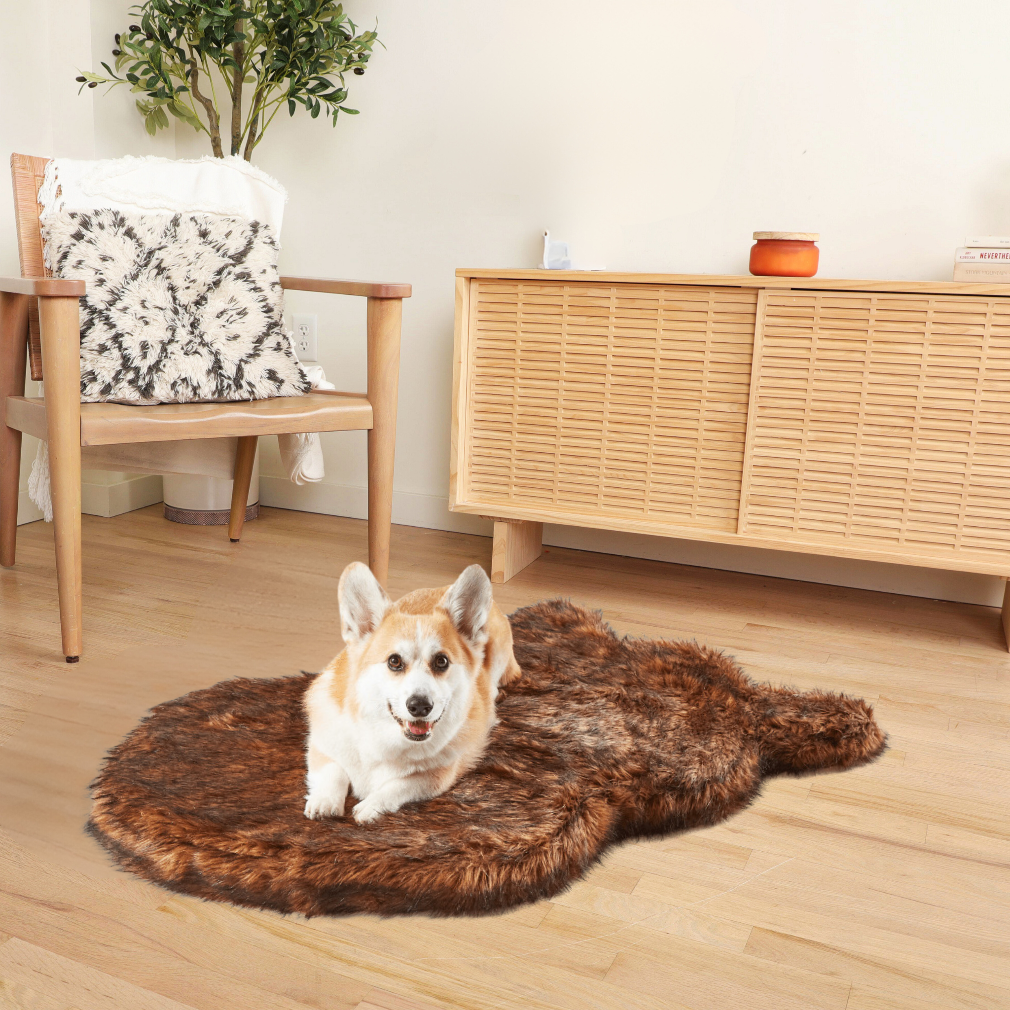 Paw.com x BarkBox PupRug™ Faux Fur Orthopedic Dog Bed - Brown