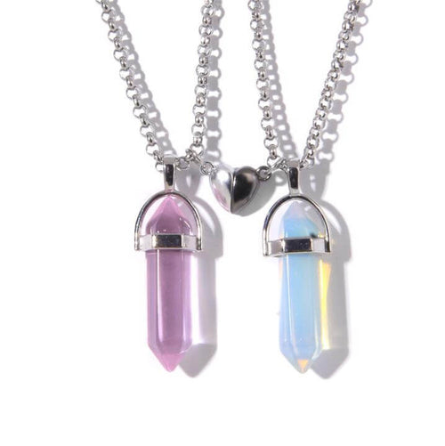 Crystal Pendant Necklaces with Magnetic Heart Clasp