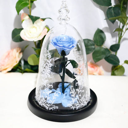 Beauty and the Beast Rose in Glass with Lights, for Christmas Valentine's Day