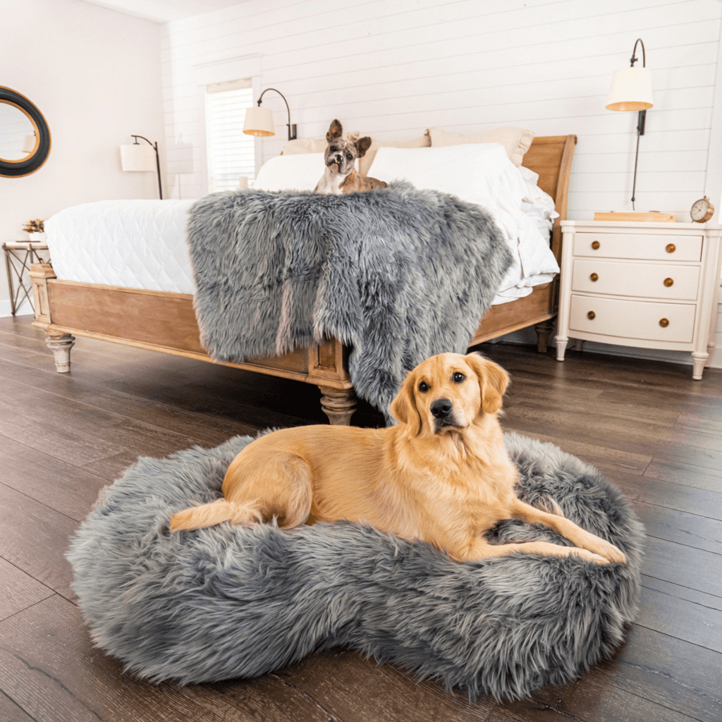 PupCloud™ Memory Foam Bed + Matching Waterproof Blanket Bundle - Charcoal Grey