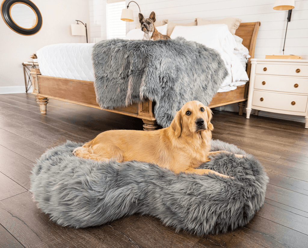 PupCloud™ Memory Foam Bed + Matching Waterproof Blanket Bundle - Charcoal Grey