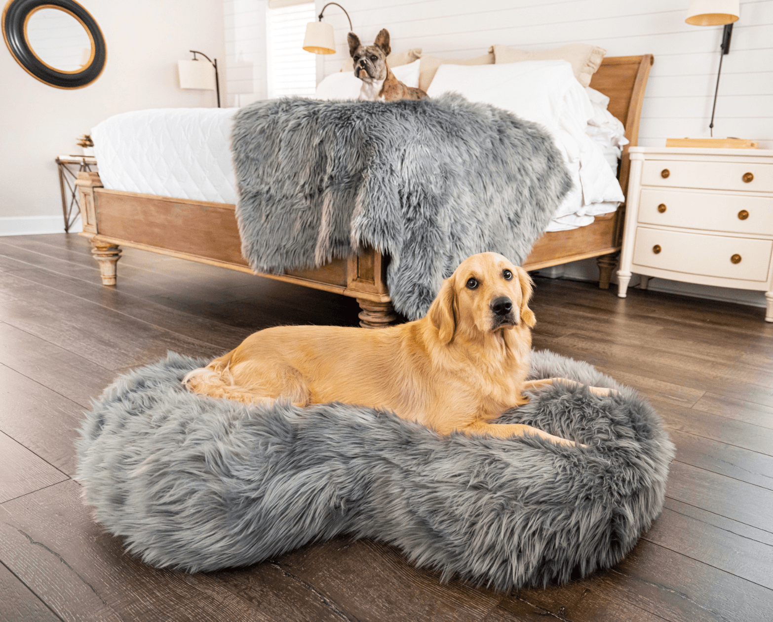 PupCloud™ Memory Foam Bed + Matching Waterproof Blanket Bundle - Charcoal Grey