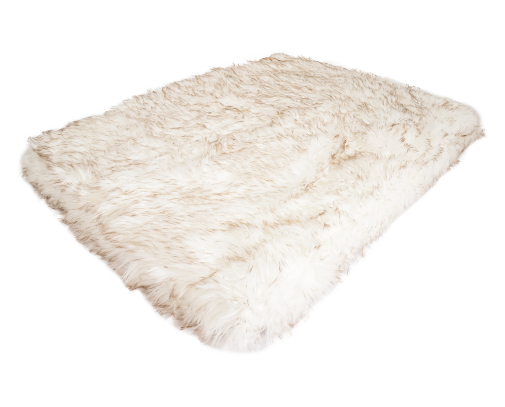 PupRug™ Faux Fur Orthopedic Dog Bed Cover - Rectangle White (Bed Not Included)