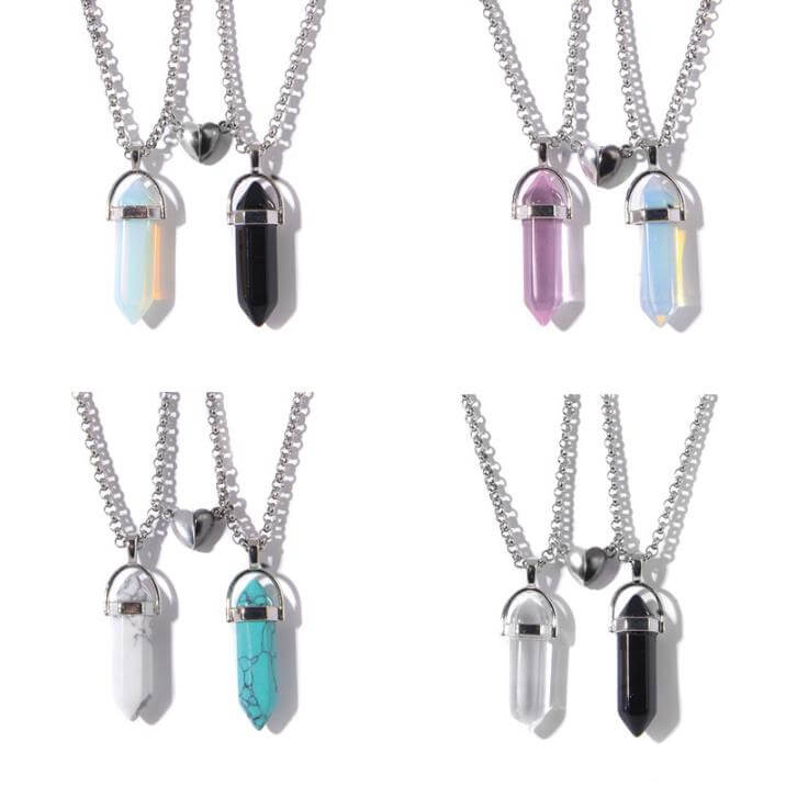 Crystal Pendant Necklaces with Magnetic Heart Clasp
