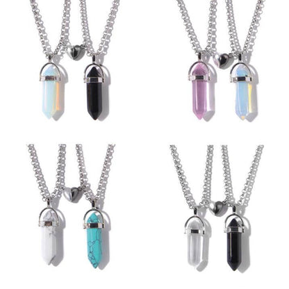 Crystal Pendant Necklaces with Magnetic Heart Clasp