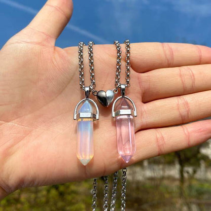 Crystal Pendant Necklaces with Magnetic Heart Clasp