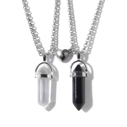 Crystal Pendant Necklaces with Magnetic Heart Clasp