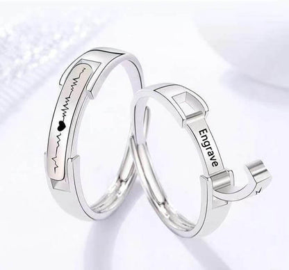 2Pcs Name Engraved Rings for Couples
