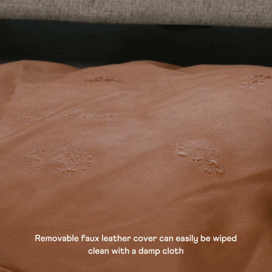 PupCloud™ Faux Leather Memory Foam Dog Bed - Bourbon