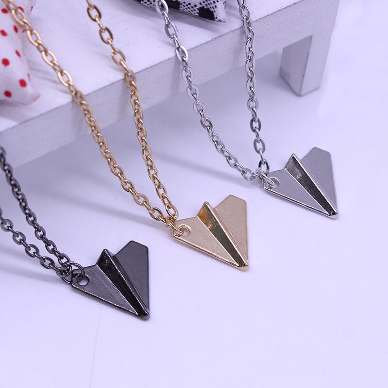 Sleek BFF Paper Plane Matching Necklaces - Shared Joy Pendant