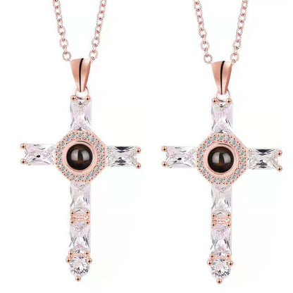 Cross Necklace with Lords Prayer Inside