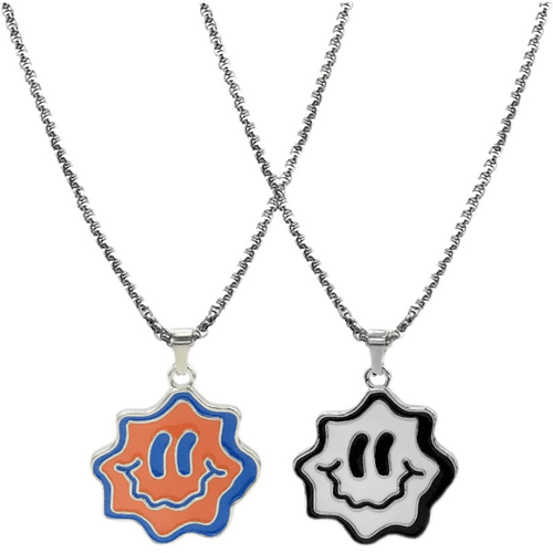 Smiley Face Pendant Necklace 2pcs