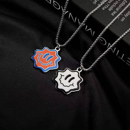 Smiley Face Pendant Necklace 2pcs