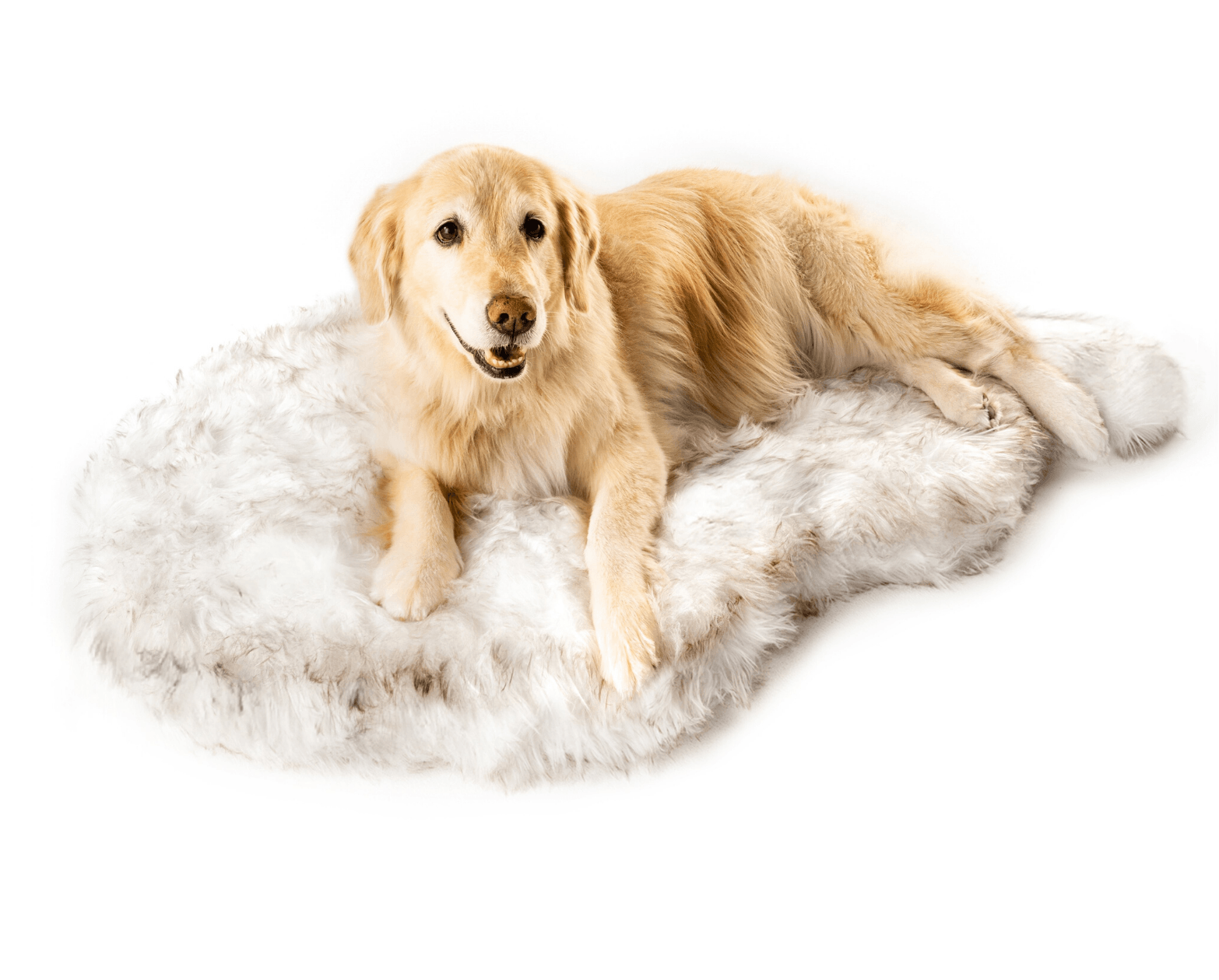 PupRug™ Faux Fur Orthopedic Dog Bed Cover - Curve White (Bed Not Included)