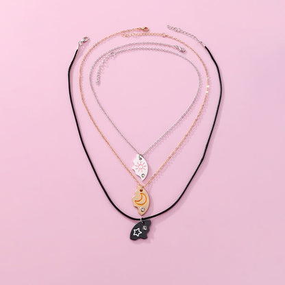 3 Best Friends Sun Moon and Star Pizza Friendship Necklaces