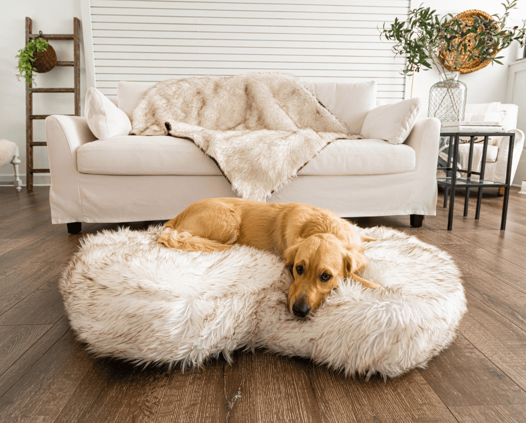 PupCloud™ Faux Fur Memory Foam Dog Bed - Curve White